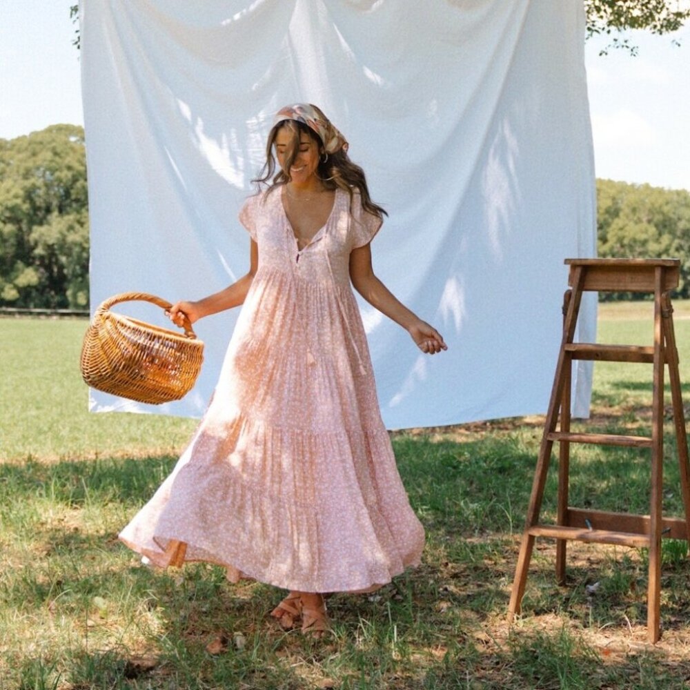 BAREFOOT BLONDE Tiered Maxi Dress - Picture 1 of 7